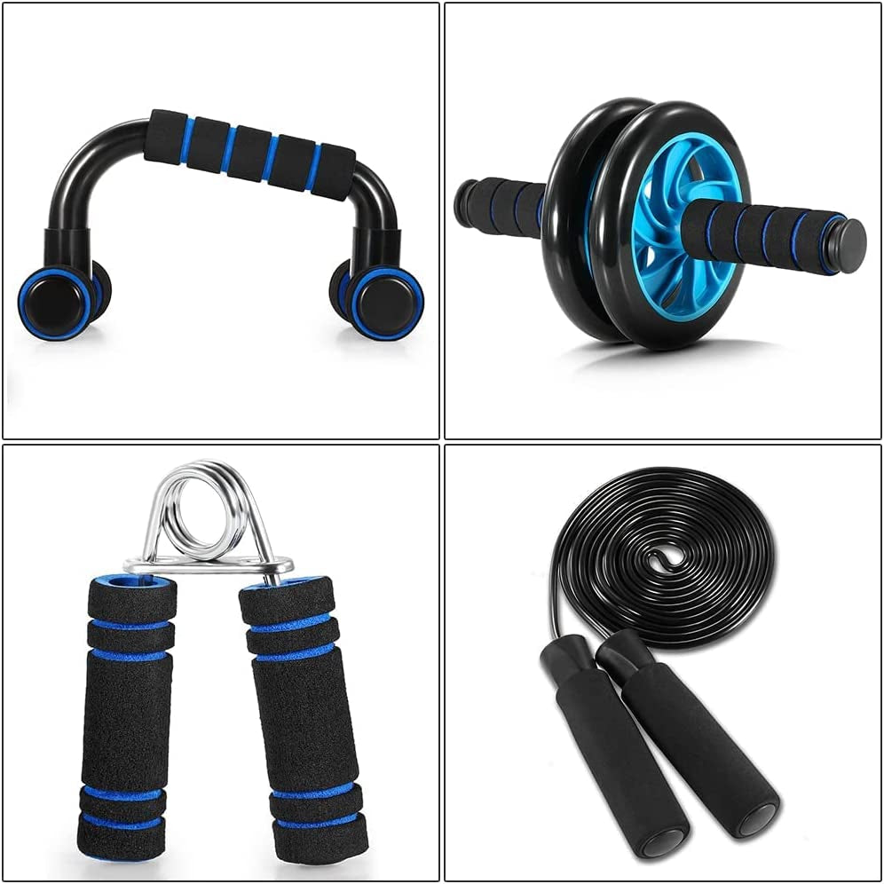 TOMSHOO Kit De Rueda Abdominal, Push up Bars, Cuerda Para Saltar, Fortalecedor De Mano, Rodilla Mat Para Entrenamiento En Casa Ejercicios Fitness