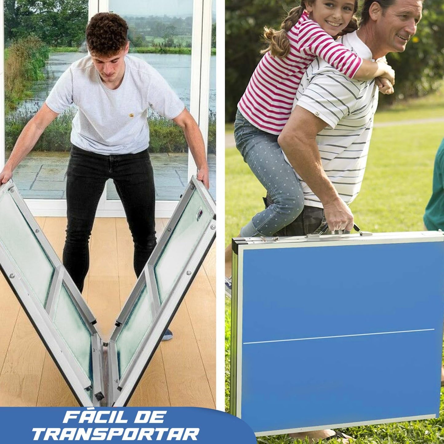 Easypong® | Mesa De Ping Pong Azul | 182X91Cm Fácil De Transportar | Estable | Ideal Para Exterior E Interior | 2 Raquetas + 4 Pelotas | Tenis De Mesa | 100% Diversión | Originalcup