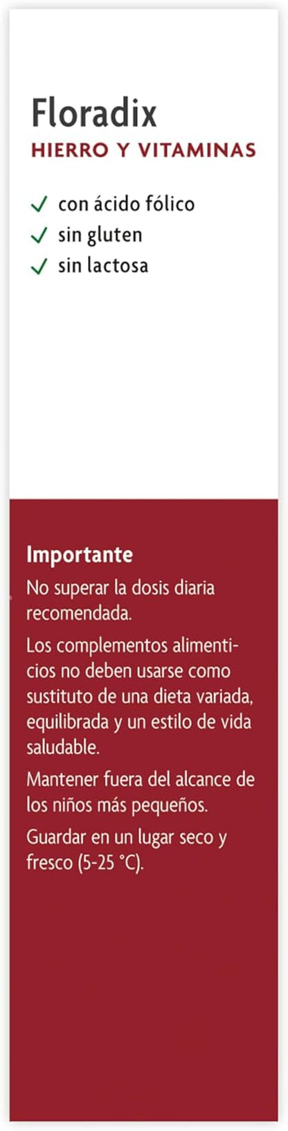 Salus - Floradix Suplemento De Hierro - 84 Comprimidos - Reduce El Cansancio Y La Fatiga - Contiene Hierro Orgánico, Ácido Fólico Y Vitaminas B1, B2, B5, B12 Y C - Combate La Anemia