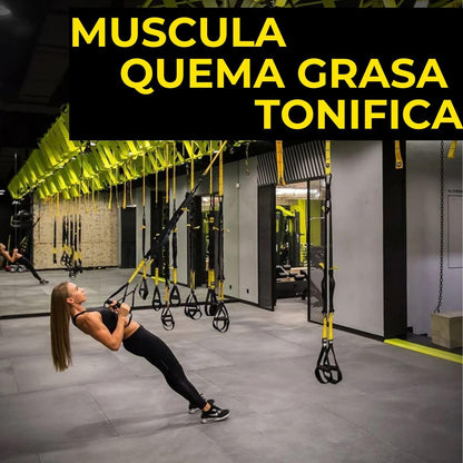 Entrenamiento En Suspensión (Incluye Anclaje De Pared Y Puerta), Rueda Abdominal Y Bandas Elásticas De Musculación. Gimnasio En Casa Con Rodillo Abdominal, Cintas Elásticas Musculación Y Cuerdas