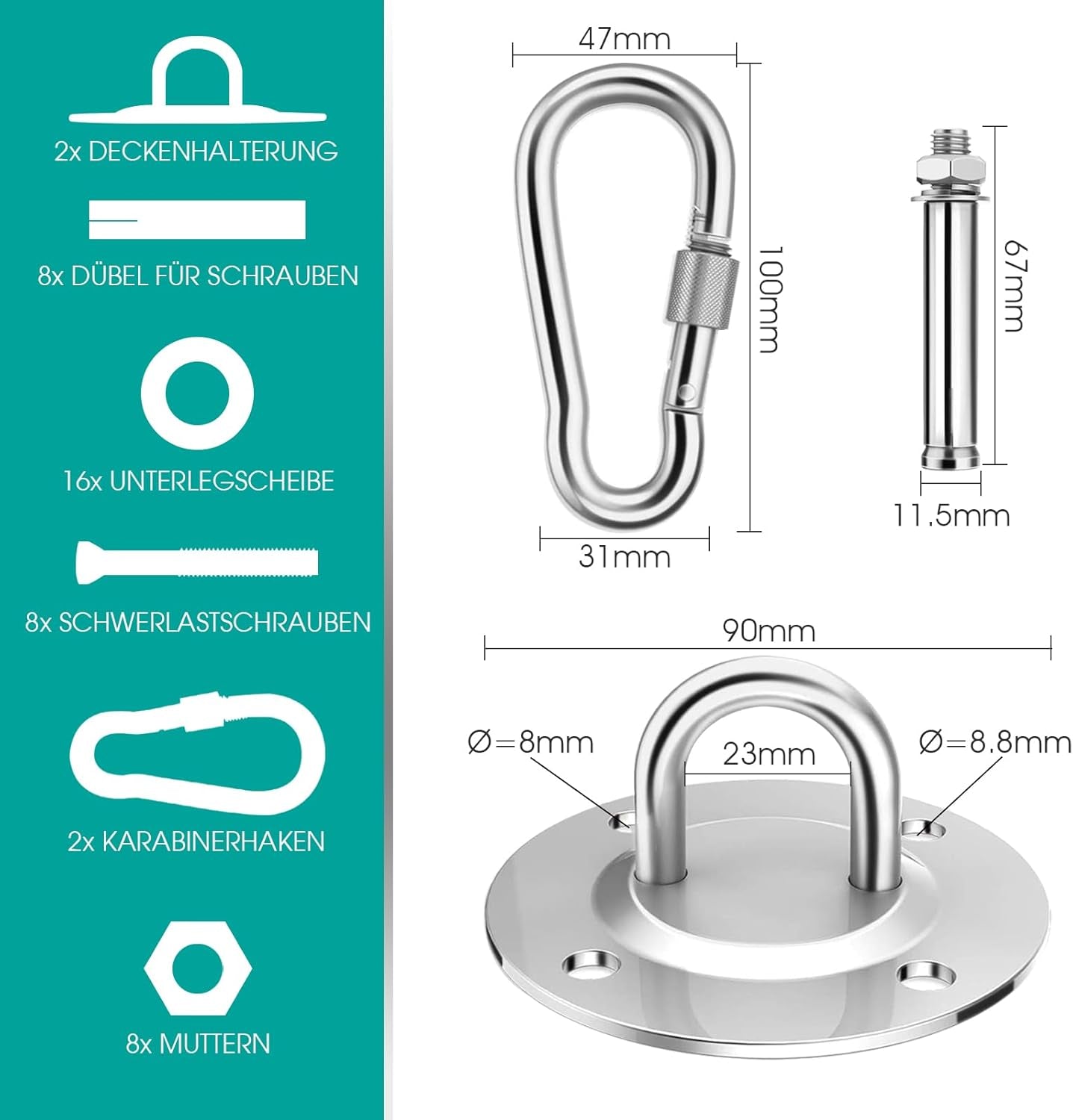 Gancho De Techo, Soporte De Techo Para Saco De Boxeo De Acero Inoxidable De Hasta 400 Kg, Gancho De Techo Resistente Para Hamaca Para Silla Colgante, Saco De Boxeo, Entrenador De Cabestrillo