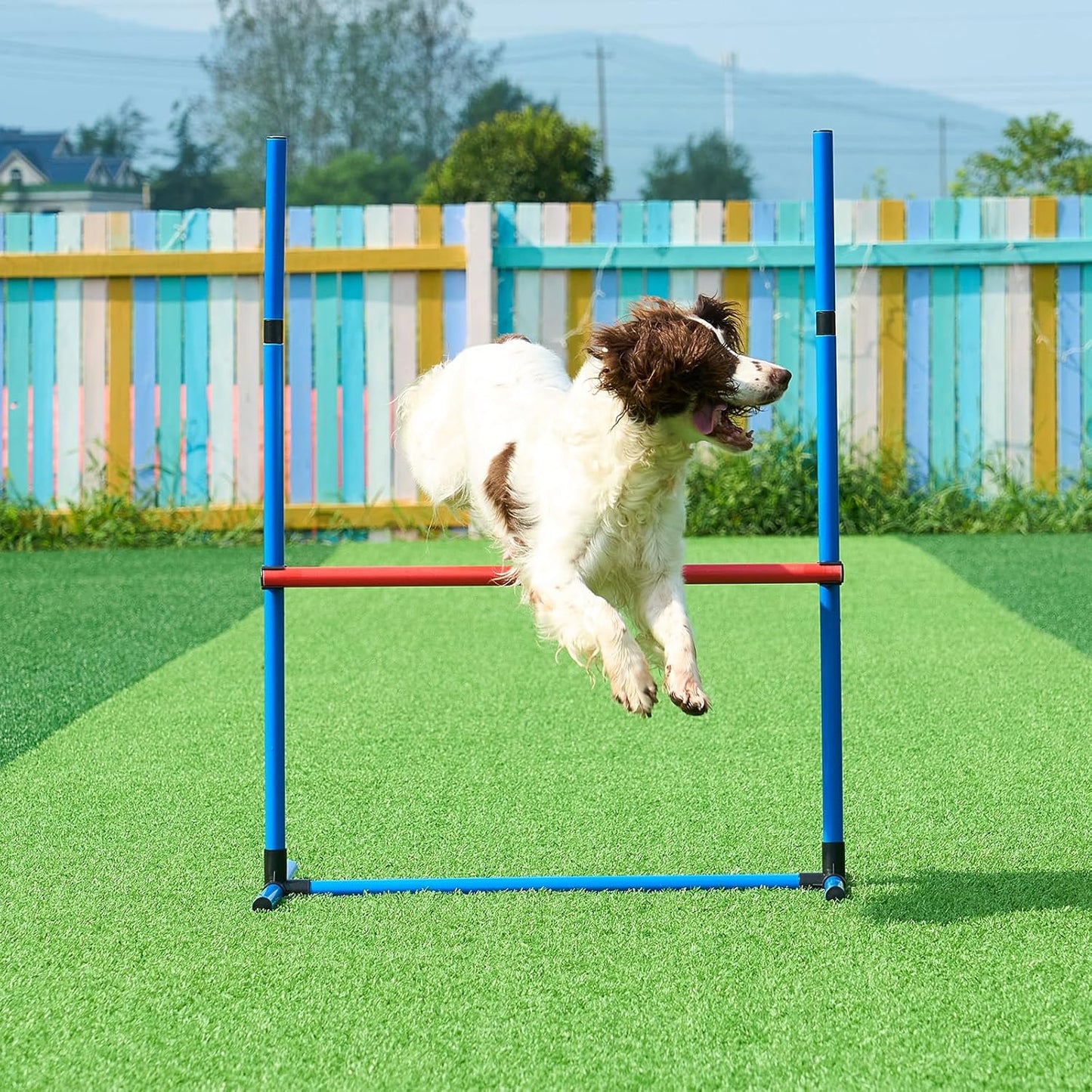 VEVOR Equipo De Entrenamiento De Agilidad Para Perros 4 Piezas Carrera De Obstáculos Para Cachorros Con Vallas Altas Ajustables 6 Postes Anillo De Salto Caja De Descanso Silbato Cuenco Plegable