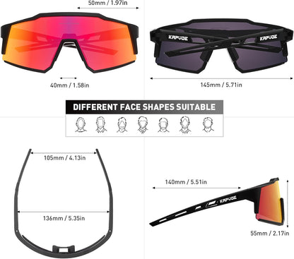 KAPVOE Gafas De Ciclismo Polarizadas Con 1 Lente O 4 Lentes Intercambiables TR90 Gafas De Sol Deportivas Mujeres Hombres