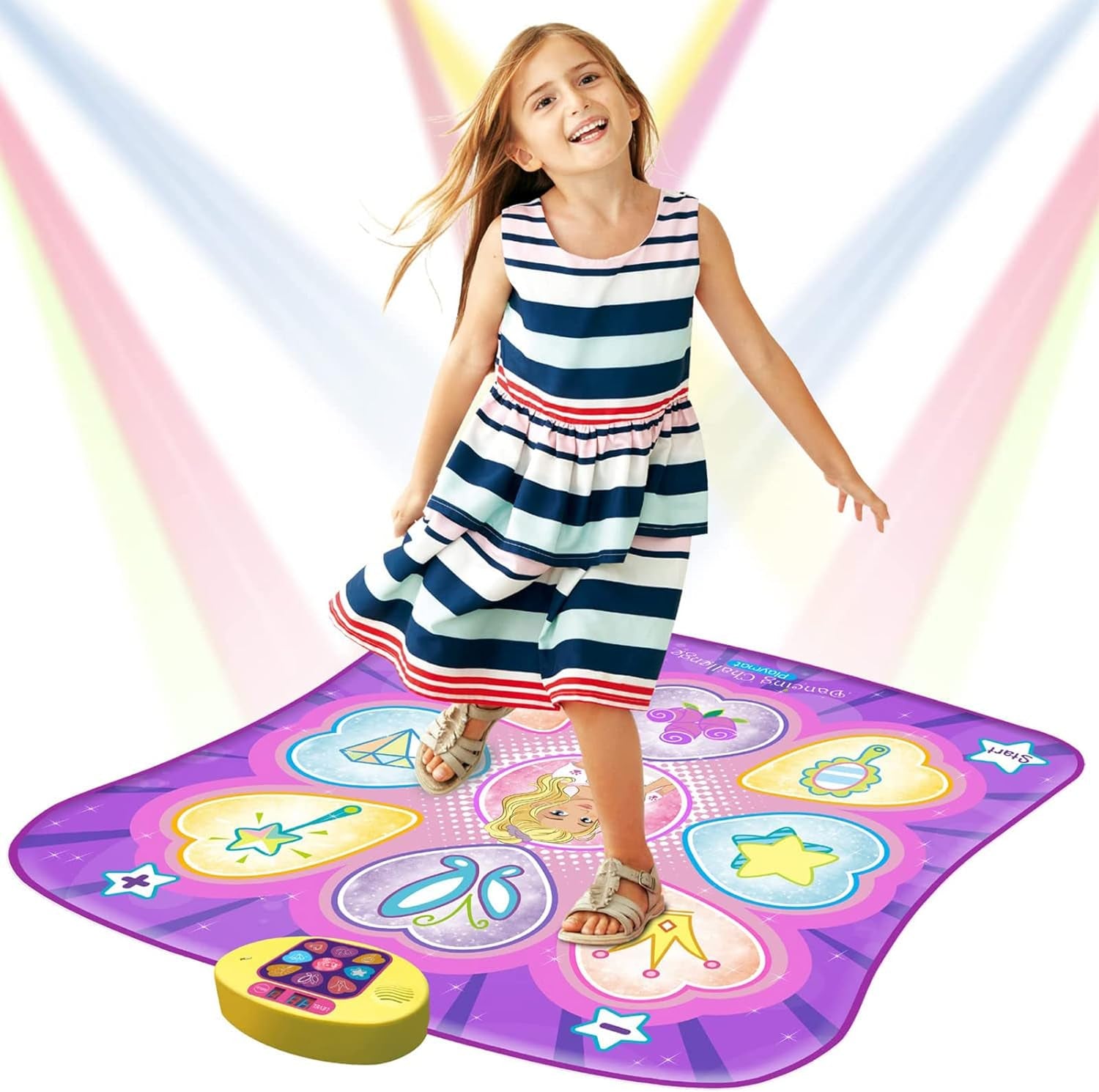 Alfombra De Baile Para Niñas De 3 a 10 Años, Con Luces LED, Volumen Ajustable, 9 Canciones Integradas, 7 Modos De Juego, 5 Niveles De Desafío, Cumpleaños Para 3 4 5 6 Años