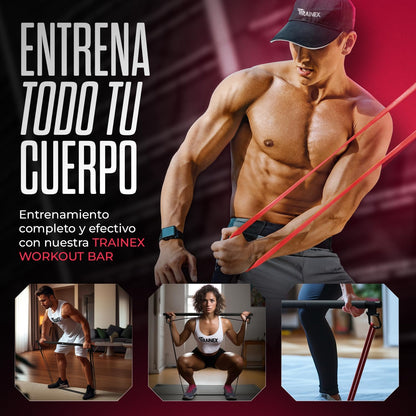 Bandas Elasticas Musculacion. Con Barra Y Anclaje De Puerta, Kit 4 Niveles De Resistencia, 100% Látex, Gomas Elasticas Musculacion Dominadas, Entrenamiento De Fuerza, Fitness, Gym, Calistenia