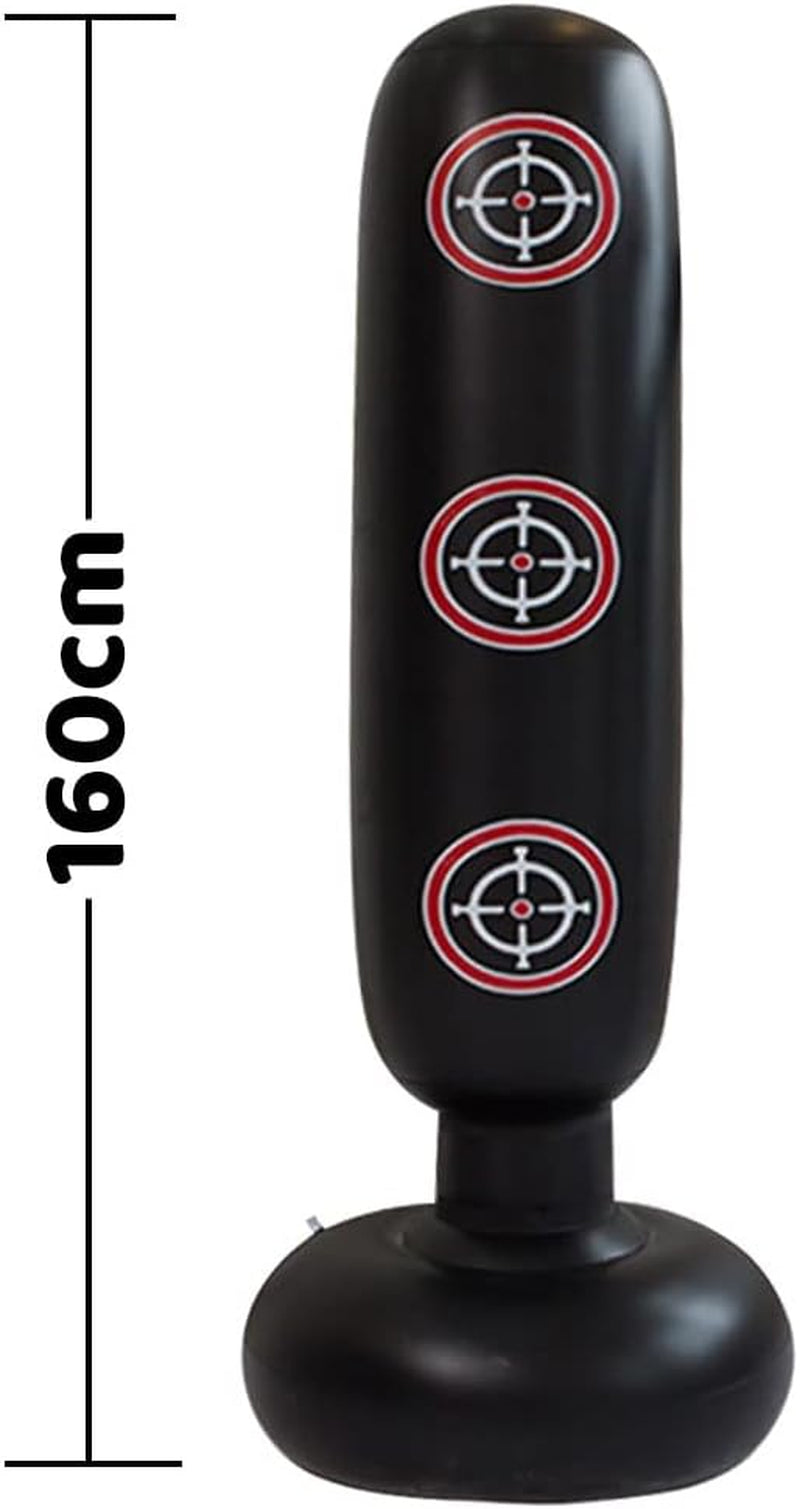 Saco De Boxeo De Pie,  160Cm Saco De Boxeo Hinchable De Pie, PVC Fitness Boxeo Inflable Saco De Arena Columna Tumbler Saco De Arena Para Niños Y Adultos