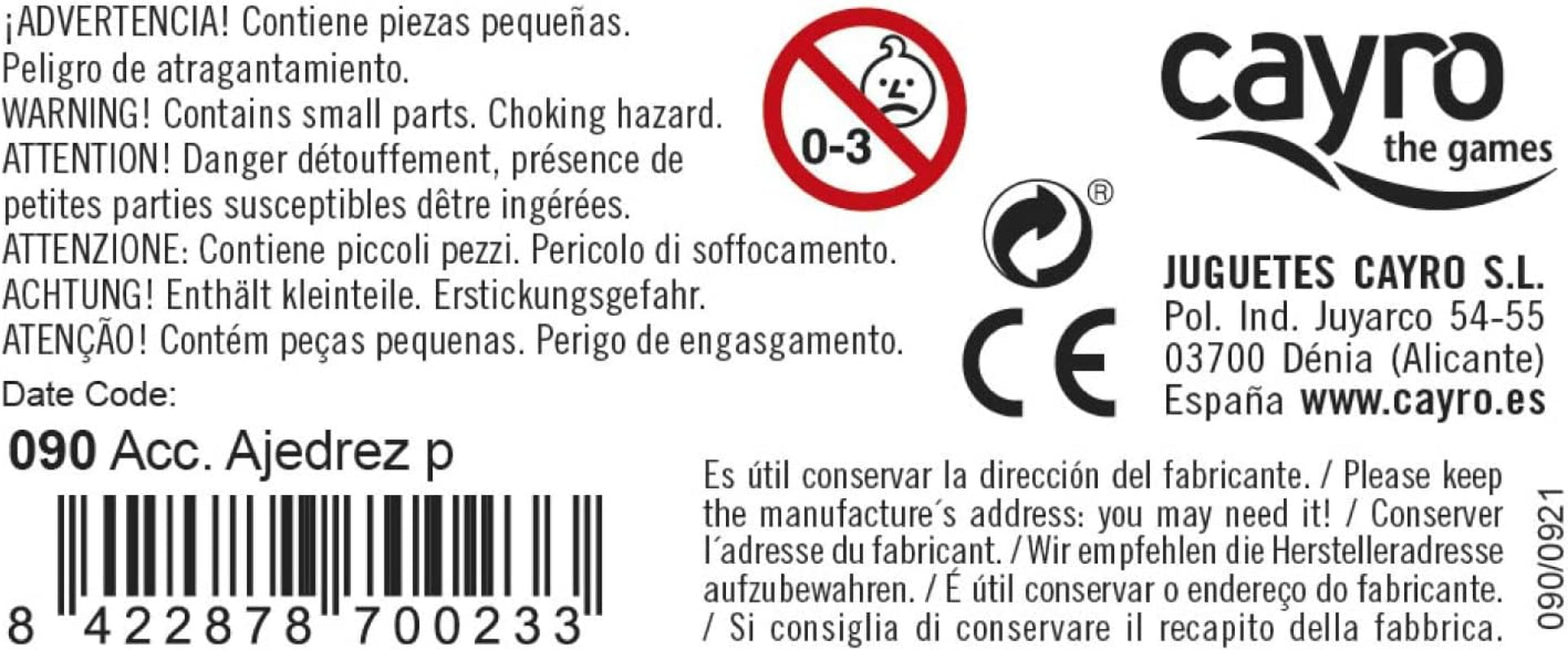 Cayro - Fichas Para Ajedrez - + 7 Años - Caja De Plástico - Juegos Clásicos De Mesa - Para Niños Y Adultos - 32 Piezas En 2 Colores - Para 2 Jugadores