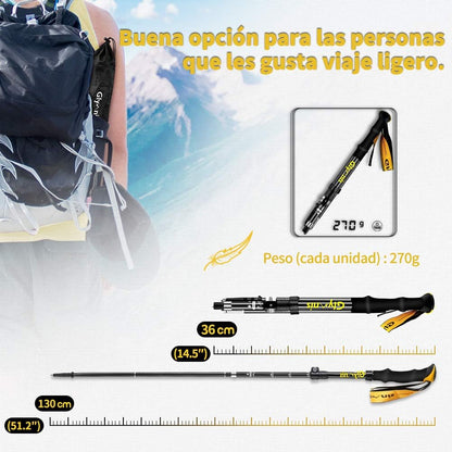 Glymnis Bastones De Senderismo Bastones Trekking Plegables 2Pcs 36Cm-130Cm De Aleación De Aluminio 7075 Y EVA Para Senderismo Alpinismo Trail Viaje