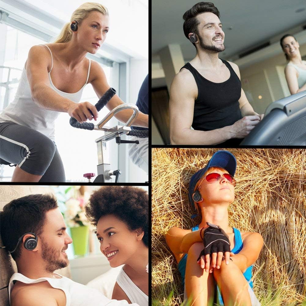 Auriculares Bluetooth Deportivos, Cascos Inalambricos Auriculares Bluetooth Deportivos Con Micrófono, Estéreo, 12 Horas De Juego, Soporte Tarjeta TF Jugar Y Radio FM, Impermeable Sudor, Senderismo