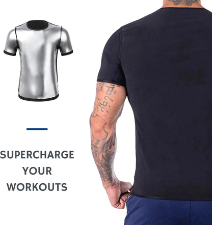 Camiseta Chaleco Sauna Top T-Shirt Suit Trajes Adelgazantes Compresion Adelgazante Sudoración Deporte Shapewear Gym Running Fitness Mangas Cortas Hombres