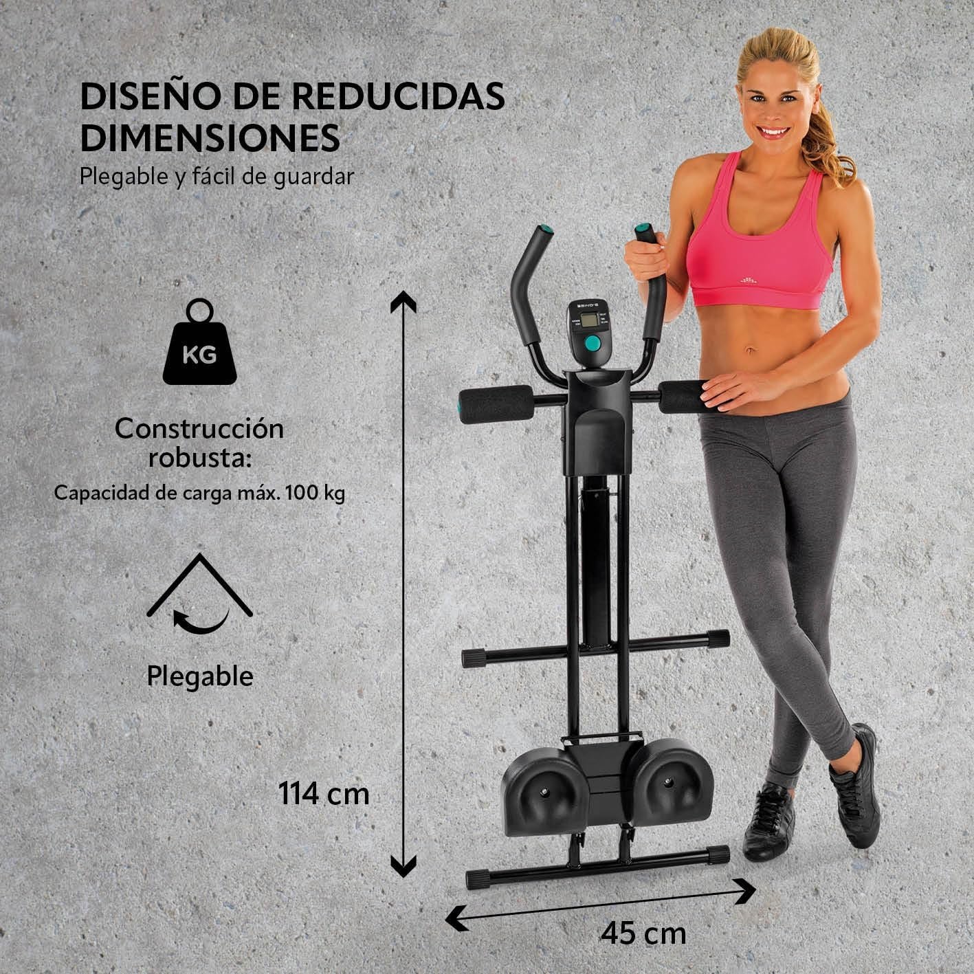 'Fitmaxx 5' Entrenador De Abdominales Plegable | Entrenador De Espalda, Abdominales, Brazos Y Piernas En Uno Con Ordenador De Fitness | Ahorro De Espacio