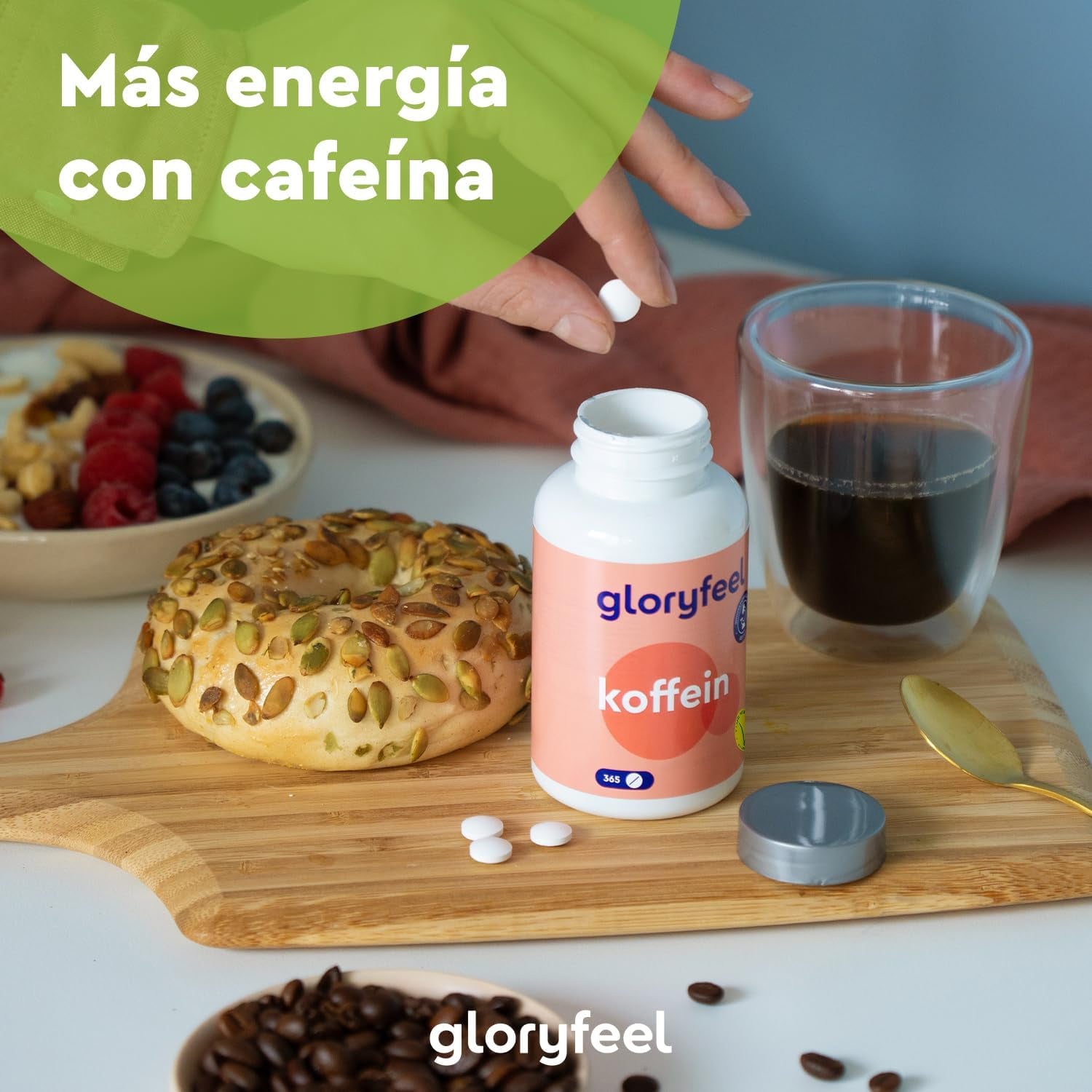 Cafeína Anhidra Pura - 365 Tabletas Para 1 Año - 200Mg Por Tableta - Estimulante Natural En Altas Dosis De Rápido Efecto - Estado De Alerta Y Energía - Probado En Laboratorio Y Vegano