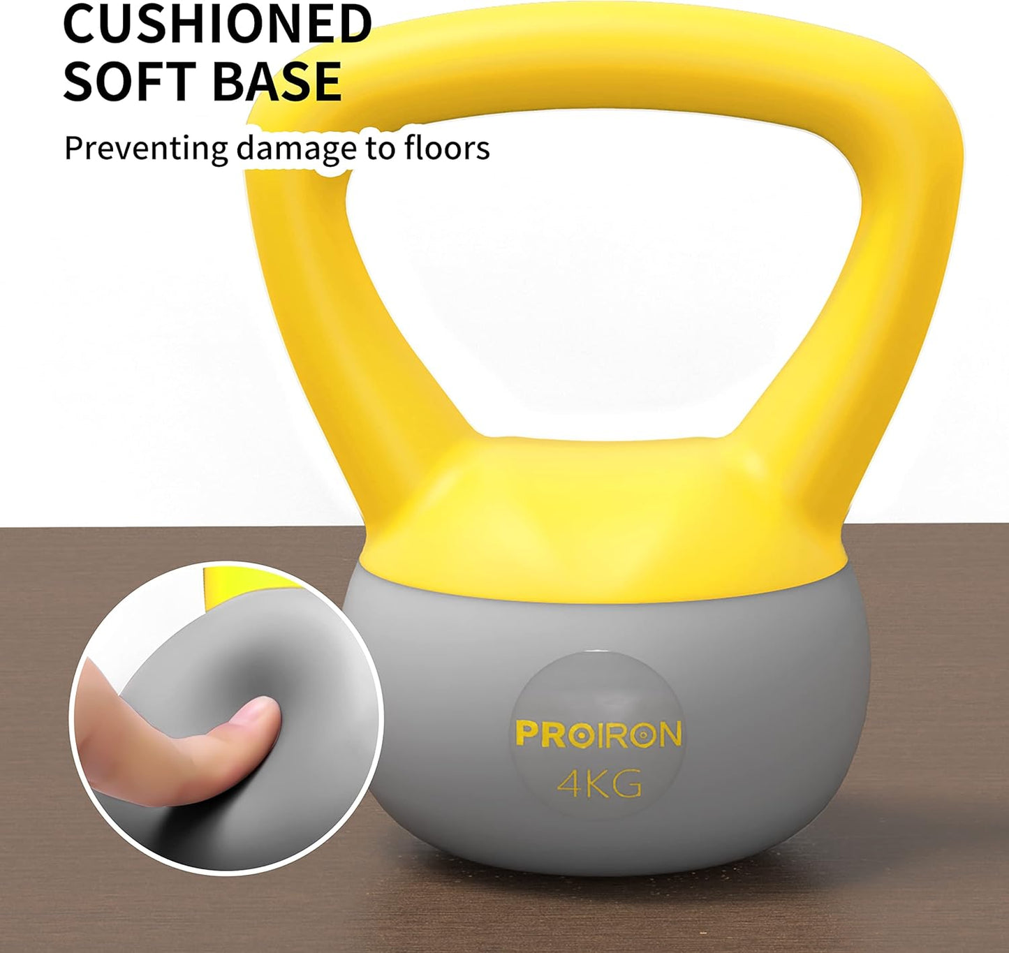 PROIRON Pesa Rusa 2/4/6/8/10 Kg, PVC Soft Kettlebell Relleno De Arena De Hierro,Con Mango Ancho Antideslizante Para Ejercicios Y Entrenamientos En Casa Y Gimnasio