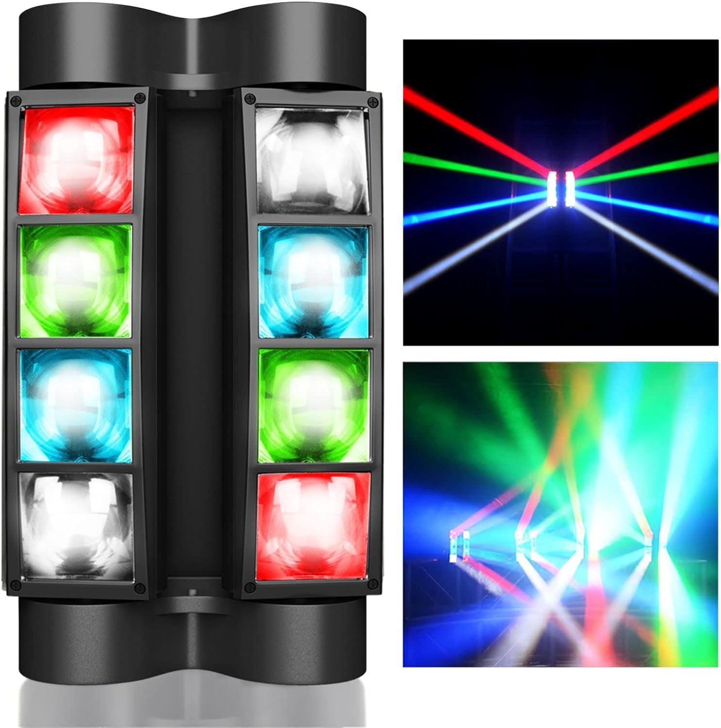 BETOPPER Luces De Discoteca 8 * 3W Cabeza Móvil LED DJ Luces Escenario Luz Discoteca DMX Foco Profesional Fiesta Luz RGBW Spider Flash Light Auto Sonido Proyector Para Casa Bar Club Disco LM30A