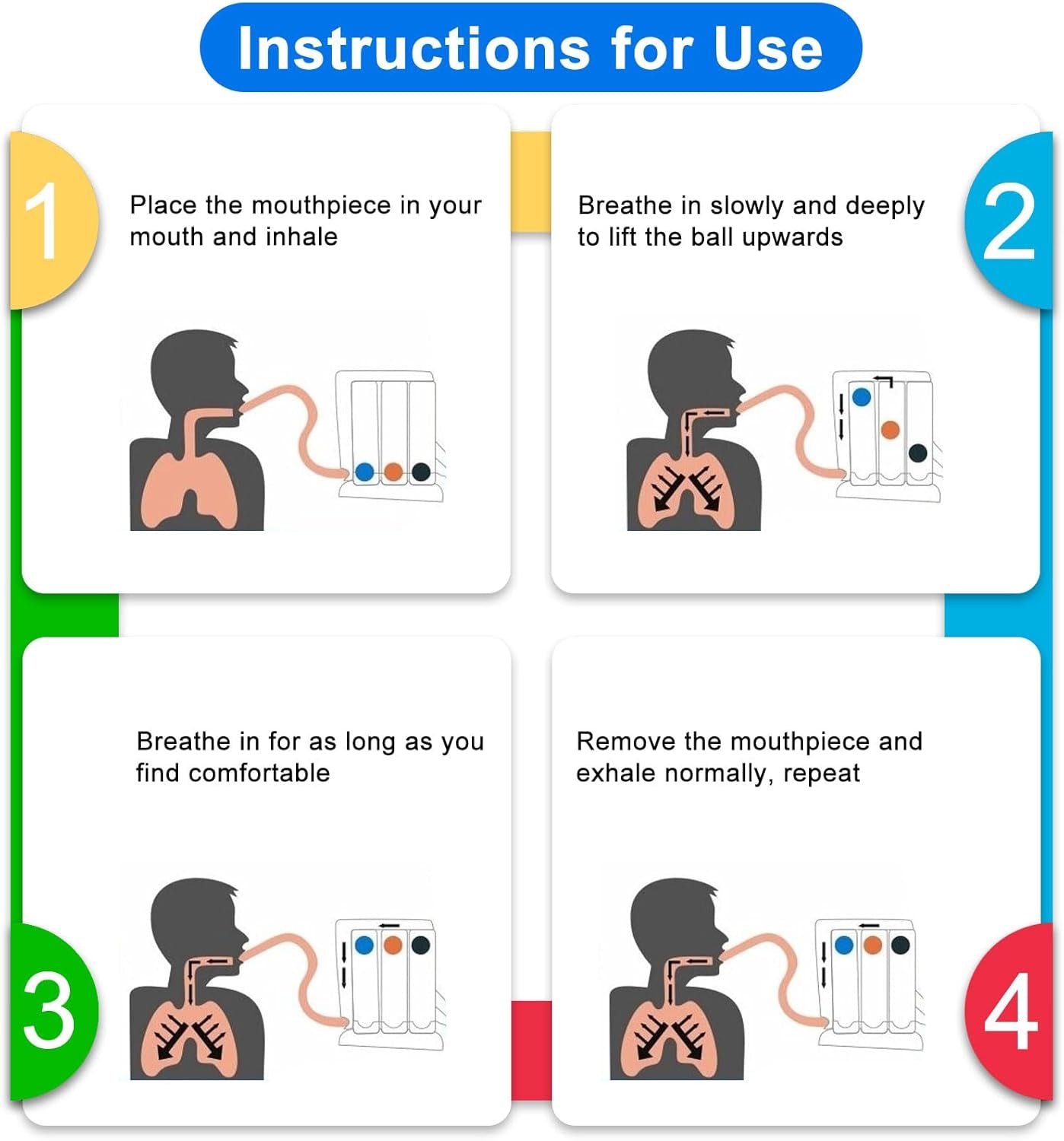 Sistema De Entrenamiento De Respiración De 3 Cámaras, Dispositivo De Ejercicio Respiratorio Para Función Pulmonar Y Terapia Del Habla, Entrenador De Respiración Para Terapia Del Habla