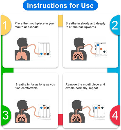 Sistema De Entrenamiento De Respiración De 3 Cámaras, Dispositivo De Ejercicio Respiratorio Para Función Pulmonar Y Terapia Del Habla, Entrenador De Respiración Para Terapia Del Habla