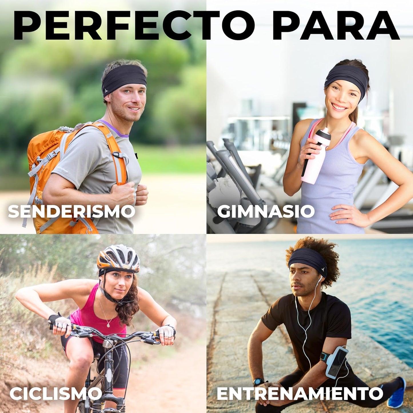 - Diadema Deportiva Elástica Para Hombres Y Mujeres – Banda Para El Sudor Para Correr, Ciclismo, Baloncesto, Yoga, Fitness – Banda De Entrenamiento Que Absorbe La Humedad –