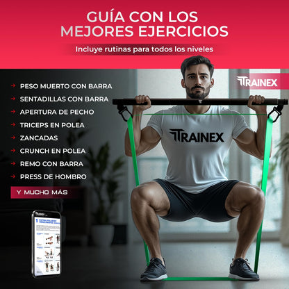 Bandas Elasticas Musculacion. Con Barra Y Anclaje De Puerta, Kit 4 Niveles De Resistencia, 100% Látex, Gomas Elasticas Musculacion Dominadas, Entrenamiento De Fuerza, Fitness, Gym, Calistenia