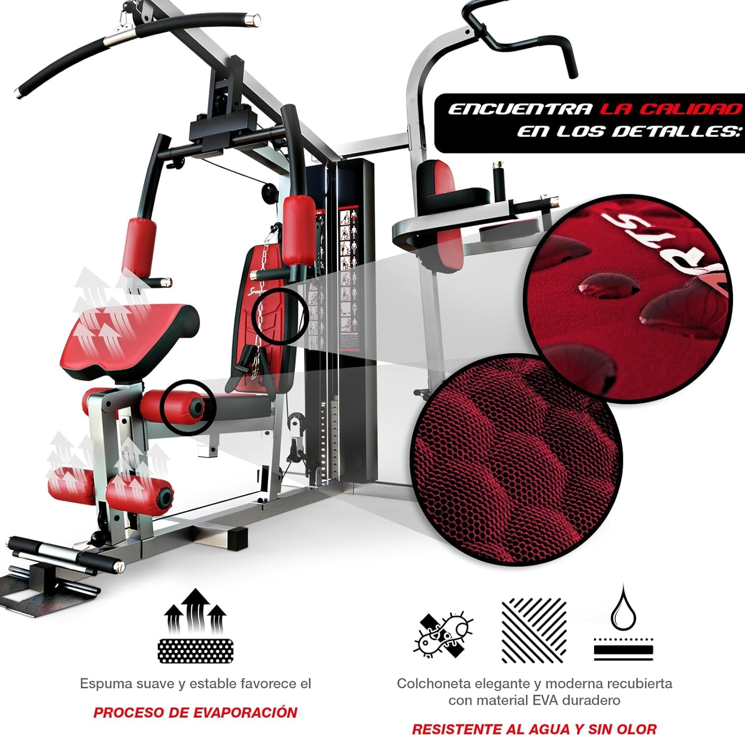 Sportstech HGX100/HGX200/HGX300 - La Única Estación De Fuerza Premium Para Un Entrenamiento Variado En Casa, Con Escalador O Prensa De Piernas. Hecha De Material EVA, Tu Estación De Fitness Doméstica