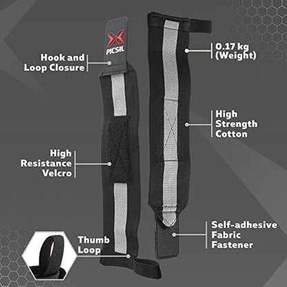 PICSIL Muñequeras Para Cross Training, Soporte De Muñeca Con Agarre Pulgar, Hecha De Nylon Elástico, Ideal Para Musculación, Boxeo, Calistenia, Gimnasio, Previene Tendinitis, Unisex