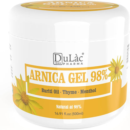 Dulàc - Árnica Gel 500 Ml Efecto Frio Para Contusiones E Hinchazones, Crema De Árnica 98% No Grasa, Fórmula Natural, Acción Intensa Ideal Para Masaje Deportivo, Muscular Y Articular