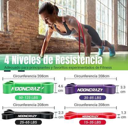 Bandas De Resistencia, 4 Gomas Elasticas Musculacion De Diferentes Resistencias, Con El Anclaje De Puerta Y Manijas, Adecuado Para, Entrenamiento, Fisioterapia