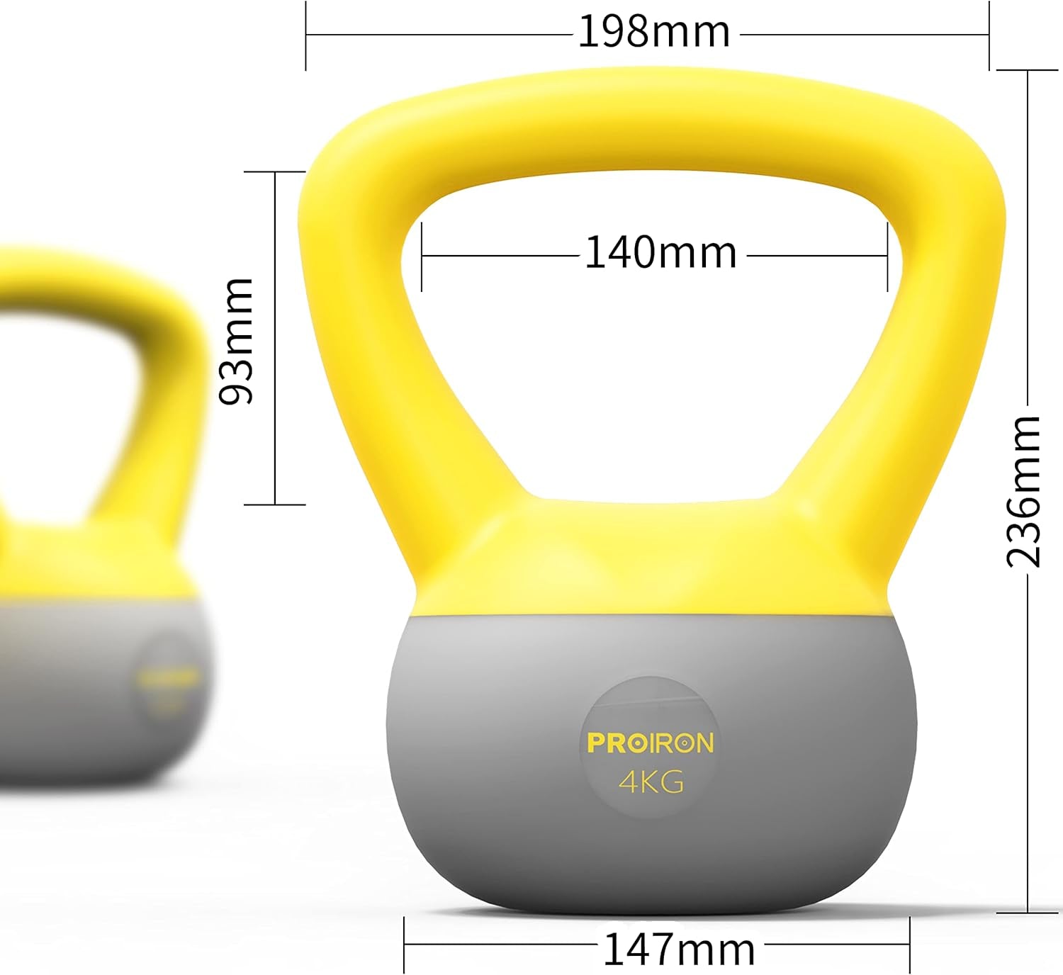 PROIRON Pesa Rusa 2/4/6/8/10 Kg, PVC Soft Kettlebell Relleno De Arena De Hierro,Con Mango Ancho Antideslizante Para Ejercicios Y Entrenamientos En Casa Y Gimnasio