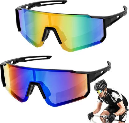 2 Piezas Gafas De Ciclismo Polarizadas Para Bicicleta, Protección UV400 Gafas De Sol Deportivas Para Hombre Mujer, Antiuv Gafas Para Ciclismo Motociclismo Correr Esquí Béisbol Montañismo Pesca