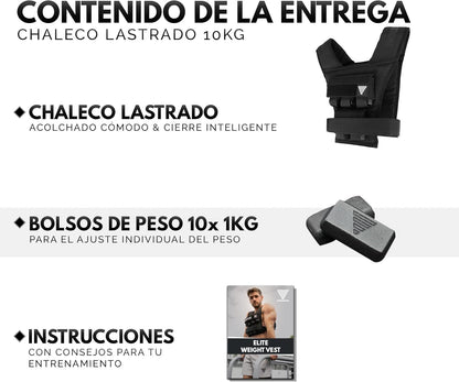 GORNATION Chaleco Lastrado Con Pesos Ajustables (10Kg/20Kg) Para Entrenamiento De Fuerza, Calistenia Y Gimnasio, Chaleco De Peso Compacto Y Ergonómico, Ideal Para Running, Crosstraining Y Fitness