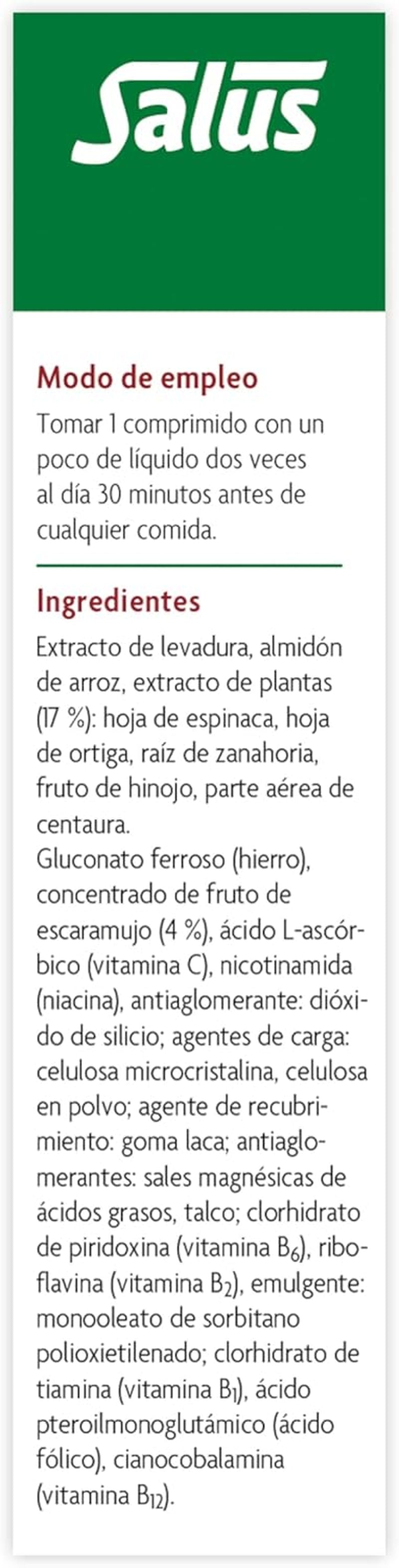 Salus - Floradix Suplemento De Hierro - 84 Comprimidos - Reduce El Cansancio Y La Fatiga - Contiene Hierro Orgánico, Ácido Fólico Y Vitaminas B1, B2, B5, B12 Y C - Combate La Anemia