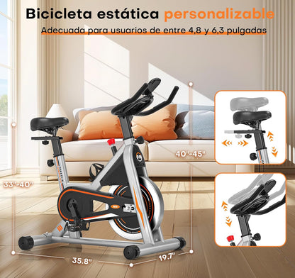 Bicicleta Estatica, Bici Estatica Profesional DMASUN Con Mayor Resistencia Magnética, Más Silenciosa, Cómoda Y Estable, Capacidad De Carga De Hasta 160 Kg (Funda Sillin Bicicleta Estatica Incluida)